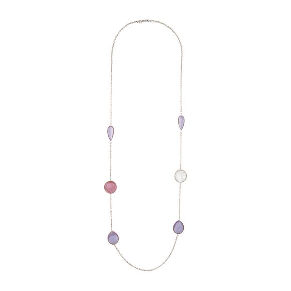 Ippolita Rock Candy Pearl & Pink Quartz Station Necklace Sterling Silver 42in - Picture 1 of 9